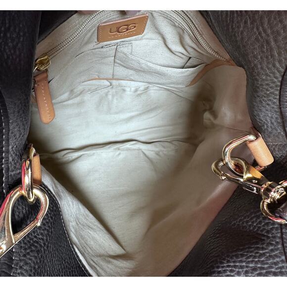 Rare UGG® Classic Hobo purse dark brown double top handles and strap - Picture 7 of 8